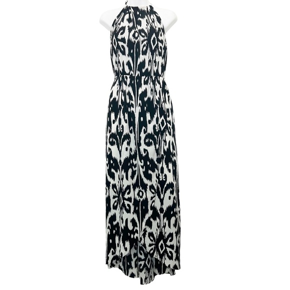 Athleta IKAT BLOOM RIPPLE MAXI DRESS black white sleeveless sundress size XL - Picture 1 of 13